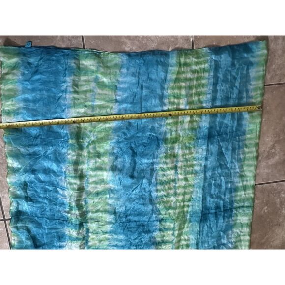 Silk Printed Infinity Scarf Beautiful Blue And Greens - Picture 6 of 6
